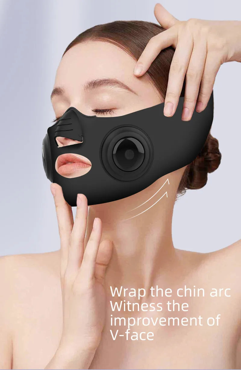 Black photon facial mask beauty device for home skincare treatment.