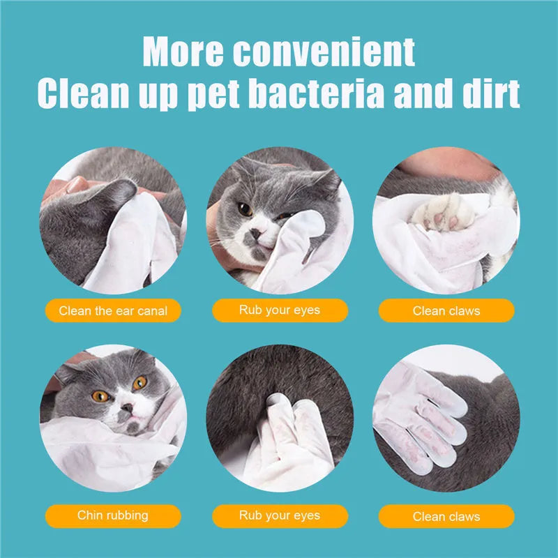 Pack of six disposable aluminium foil pet grooming gloves for cat and dog hair removal, bagged