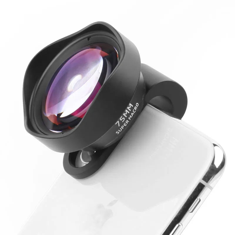 Universal mobile phone macro lens with protective cover and storage bag for close-up smartphone photography