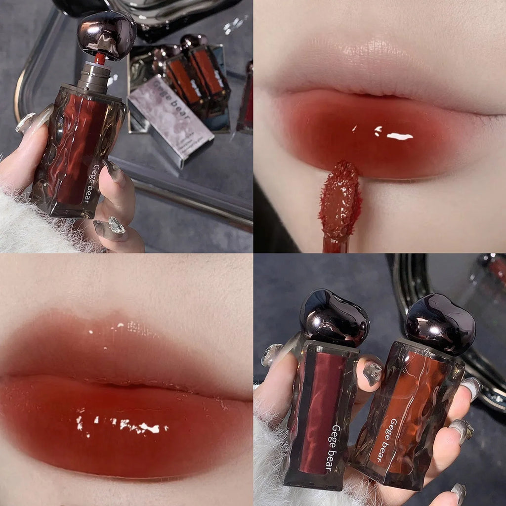 Glacier Lava Lip Lacquer in water-light texture with mirror finish across seven colour numbers