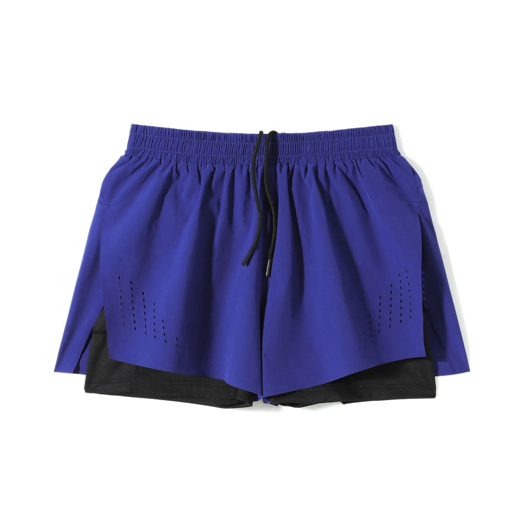 Men's straight-leg sports shorts with side slits in micro-elastic nylon fabric