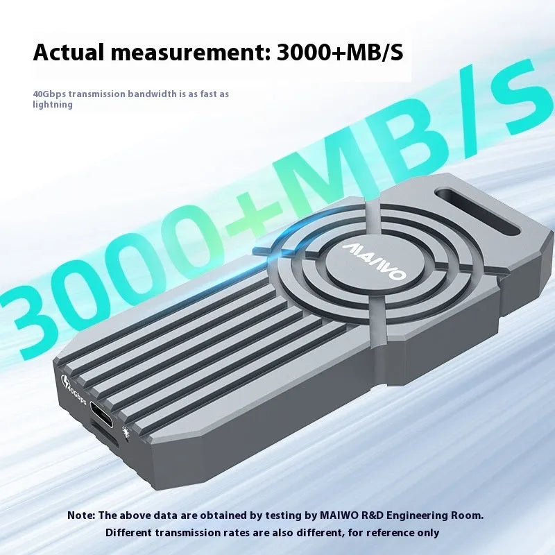 USB4 hard disk enclosure for NVMe M.2 solid state drives with aluminium alloy case