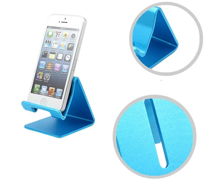 Universal aluminium alloy desk stand holder for tablets and phones in black, blue, gold, rose red, or white