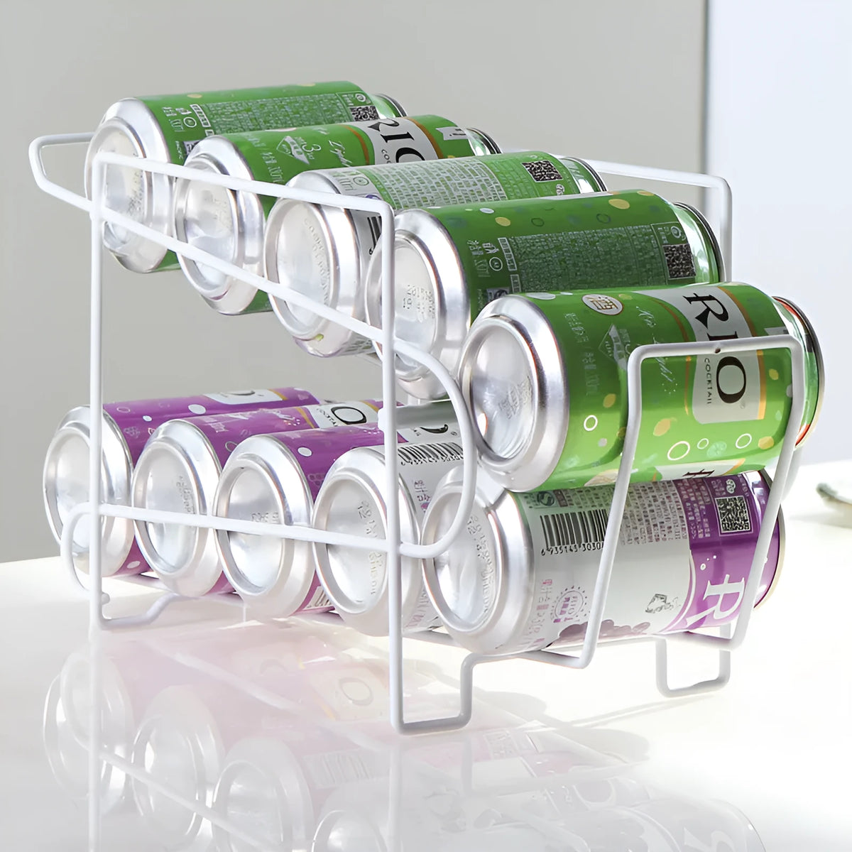 Double-layer iron kitchen storage rack in picture colour, 28x18x14cm, for cans and desktop organisation