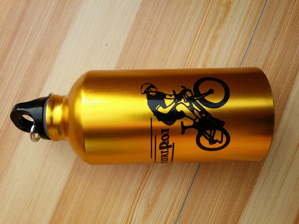 500ml aluminium alloy sports kettle, 19cm x 7.3cm metal water bottle in Black, Blue, Red, Silver, or Yellow