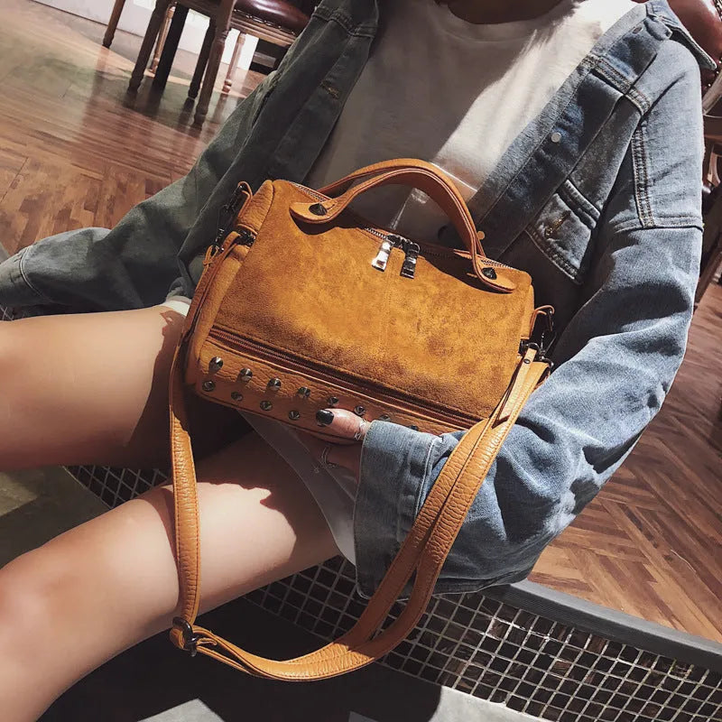 Soft PU leather casual tote shoulder bag with metal zipper in black, brown, or grey.