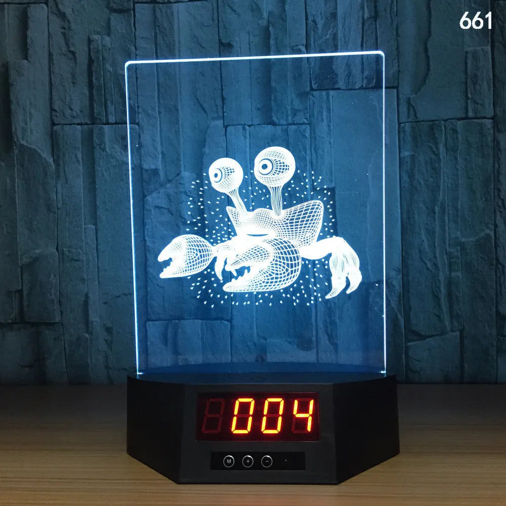 Dolphin-shaped 3D night light table lamp with wireless charging pad and remote control on wooden surface