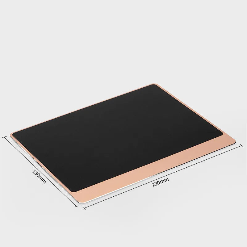 Metal alloy desk mouse pad elongated surface in black finish
