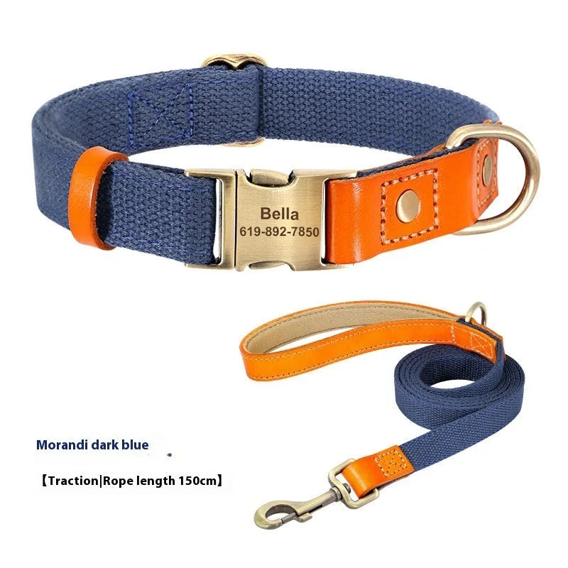 Small dog mohair collar and lead set in Mo Landi green with coordinating lettering on the rope.