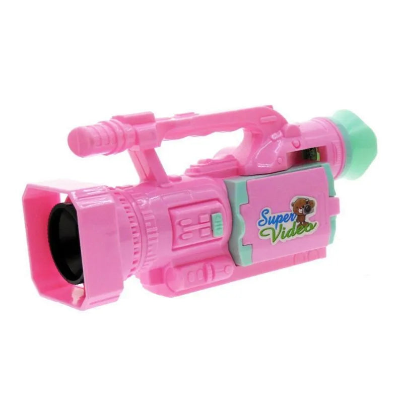Fun interactive toy camera for children in blue and pink, compact design