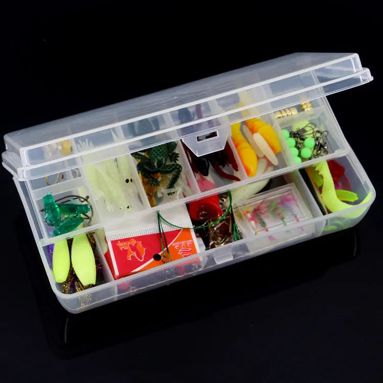 100-piece freshwater fishing lure set in mixed colours with box, plastic and high carbon steel, 20 x 10 x 4.5 cm