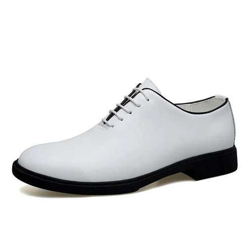 Men's business formal leather shoes in black with round toe and rubber sole