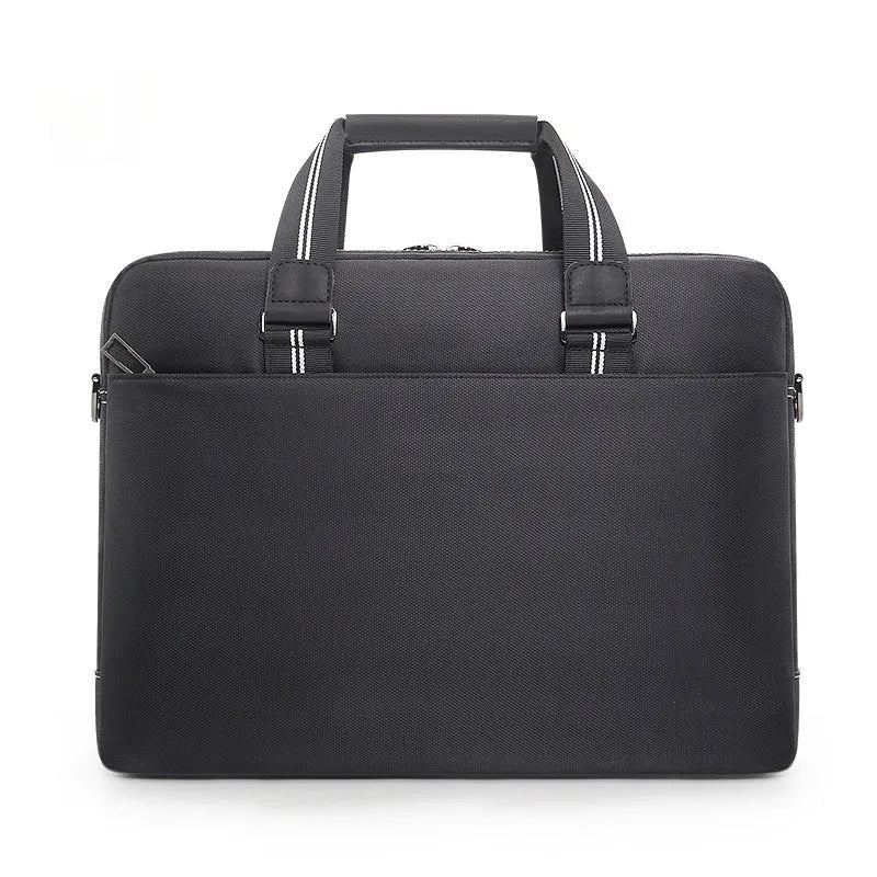 Men's black Oxford cloth large capacity laptop bag 16-inch with soft handle and anti-seismic padding