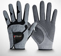 Blue golf microfiber glove with split fingers and anti-skid particles
