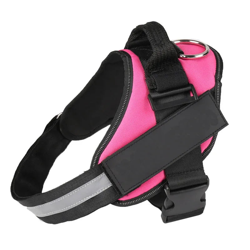 Reflective adjustable no-pull dog harness with handle on black labrador