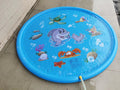 Blue PVC children's water spray play mat with marine animal graphics, measuring 100cm by 170cm