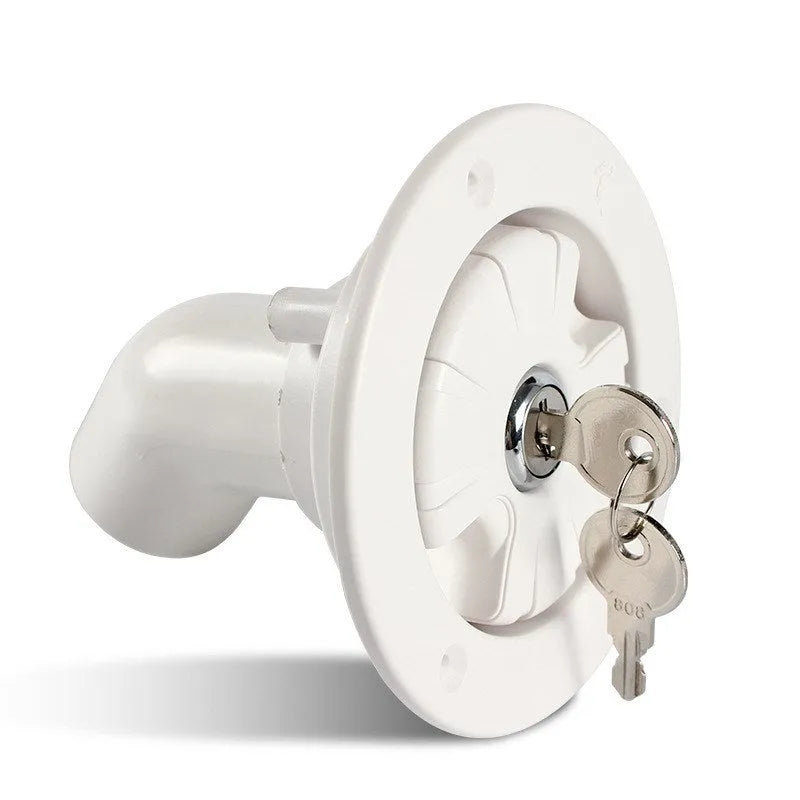 White RV gravity water filling port with 80mm hole and 38mm pipe inner diameter
