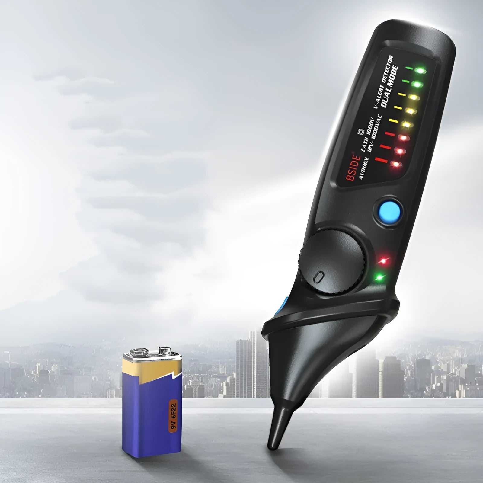 A round head smart sensor test pencil for high voltage electrical detection.