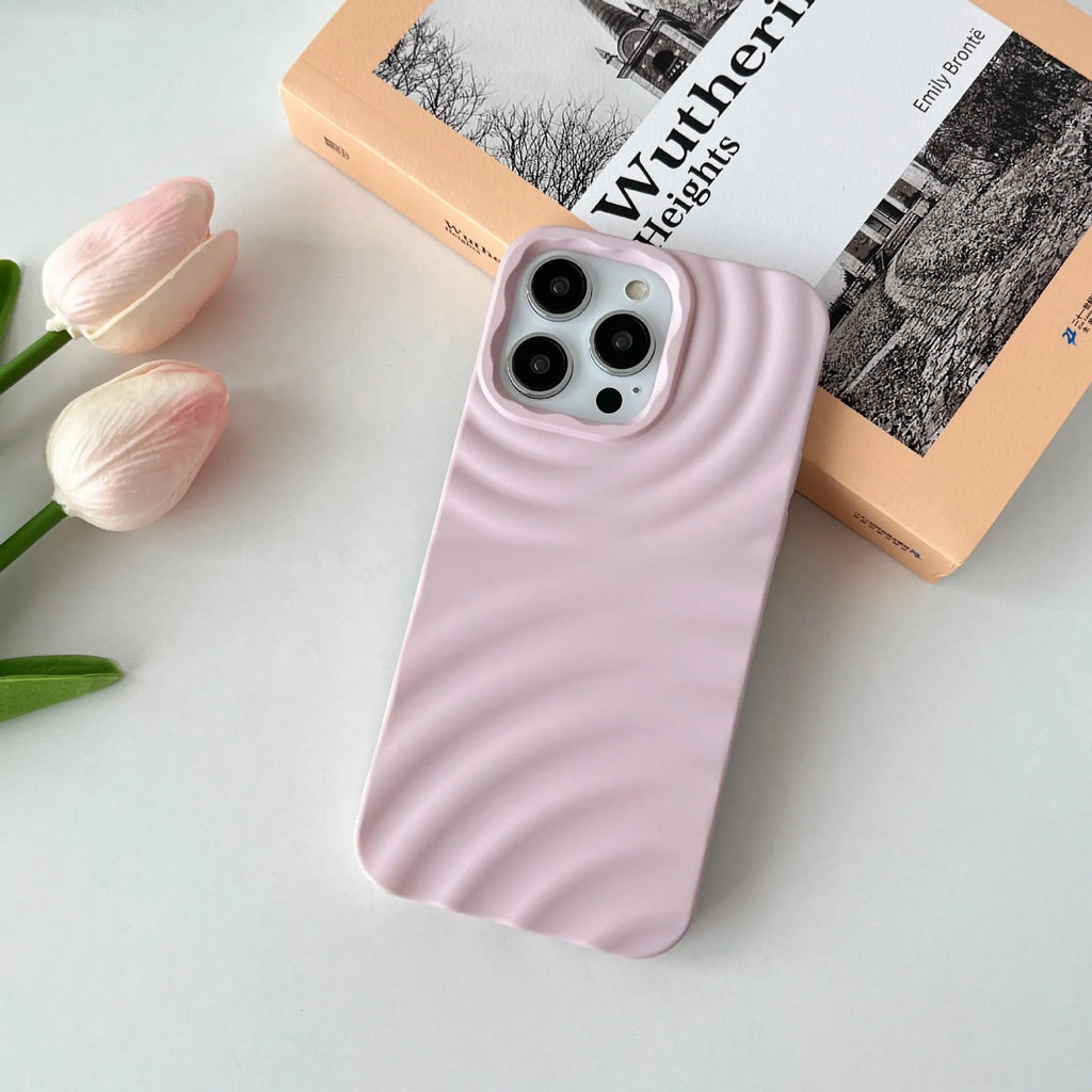 Creative water ripple TPU phone case for iPhone with anti-fingerprint finish in corrugated black