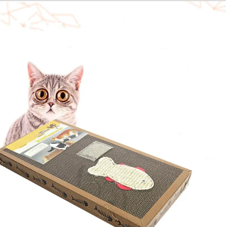 Large widened sisal cat scratch board with cat mint on floor, two size options available