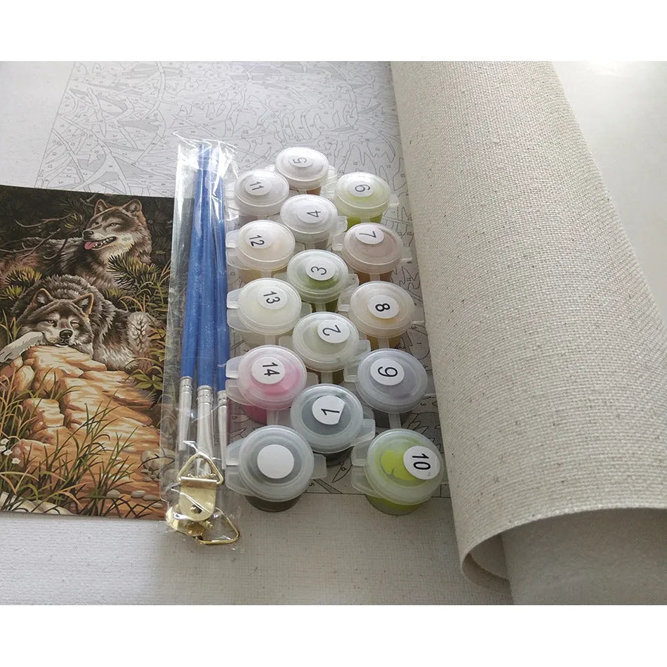 DIY4050 landscape paint by numbers kit with linen canvas and acrylic paints in 40x50cm size
