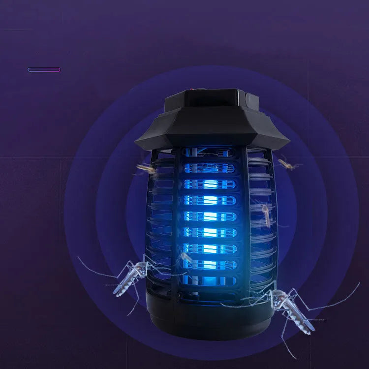 Black aromatherapy mosquito killer lamp with a UV light tube and a removable plastic chassis for cleaning.