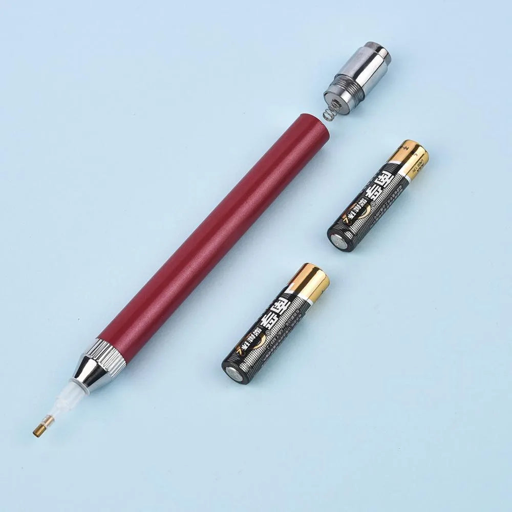 Luminous aluminium alloy single-head drill pen for diamond painting in gold, red, or blue colour options