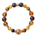 Jinba geometric tiger-eye crystal bracelet in natural yellow showing 10mm and 12mm size options