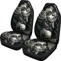 Black and white tattooed woman high back print car seat cover in fabric with ice silk finish, single or double seat option
