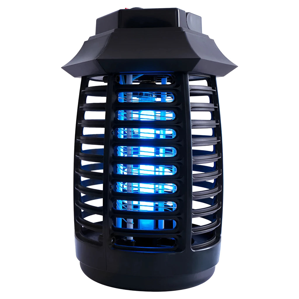 Black aromatherapy mosquito killer lamp with a UV light tube and a removable plastic chassis for cleaning.