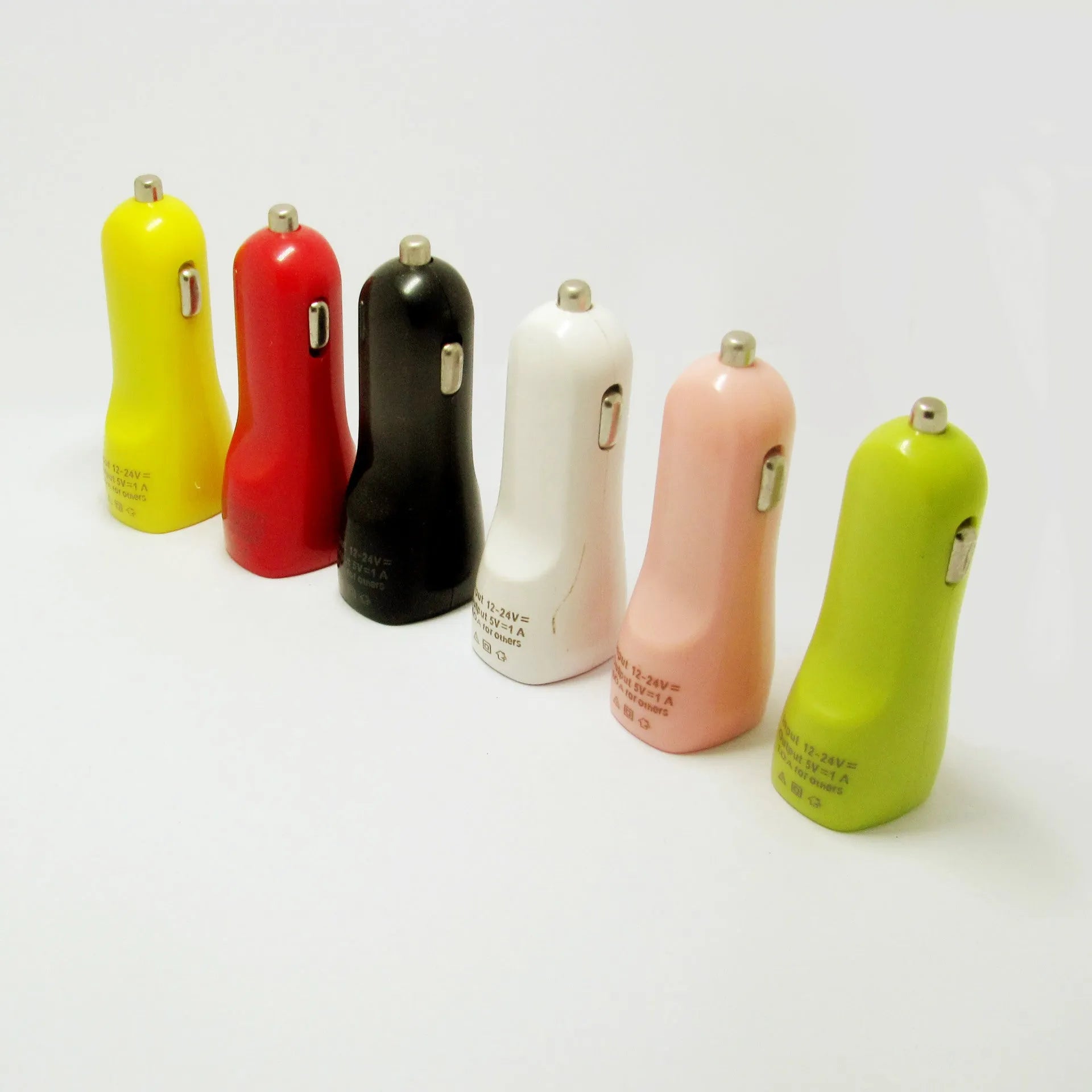 Duckbill car charger with dual USB ports and blue LED indicator light