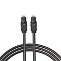 Black Toslink fibre optic audio cable with square connectors, 2m length