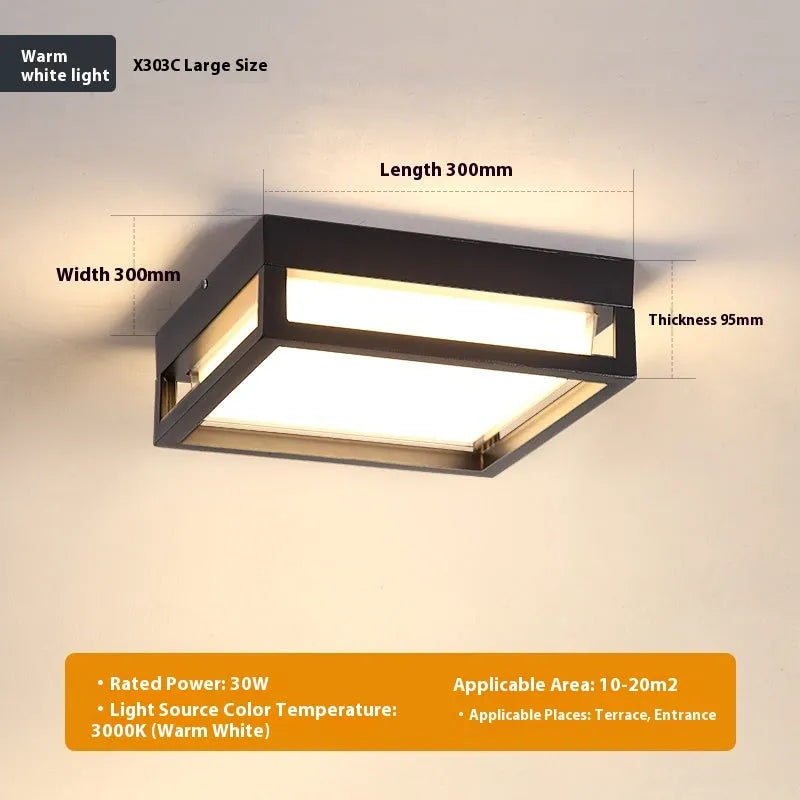 Ultra-thin insect-proof outdoor ceiling lamp with LED, powder coated lampshade, for corridor use