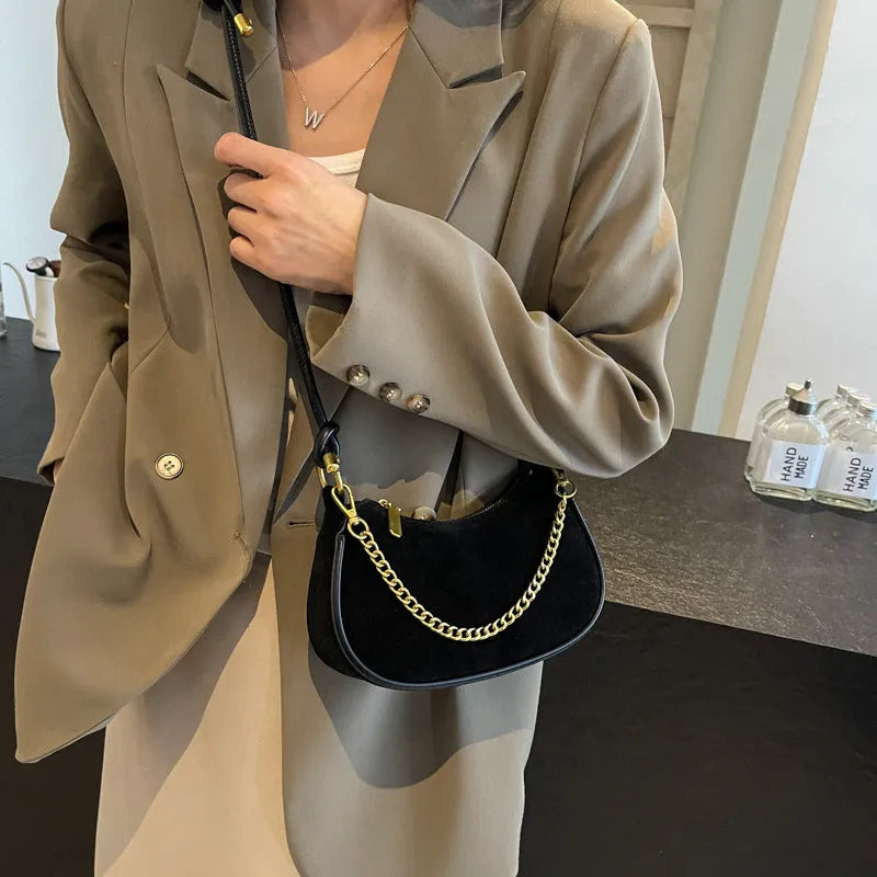 Minority frosted square PU crossbody shoulder bag in brown with single strap and sewing line detail