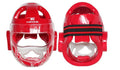Karate helmet protective head equipment in white, blue, or red colours available in S, M, L, XL sizes