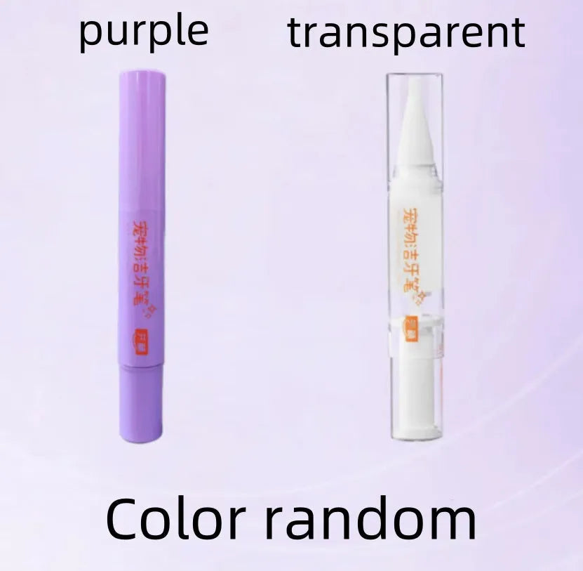 White pet toothbrush pen with blue brush tip for dog and cat dental care
