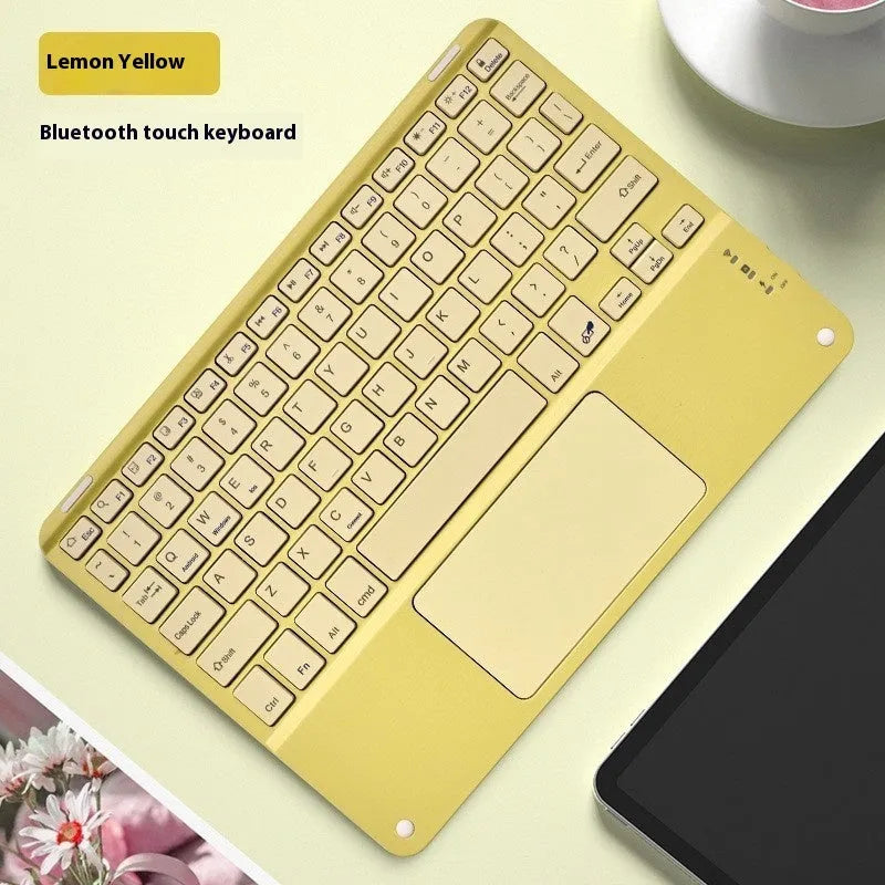 Square hat touch Bluetooth wireless charging keyboard showing full colour illumination in one of eight available colour options