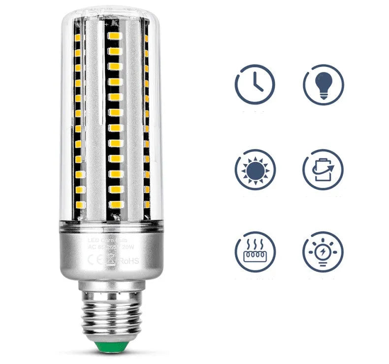 25W LED corn light bulb with aluminium body and E27 screw base