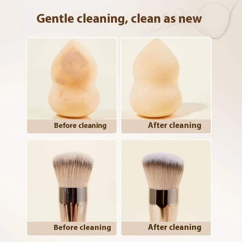 Makeup brush cleaning kit with 80ml detergent bottle and 75ml spray bottle