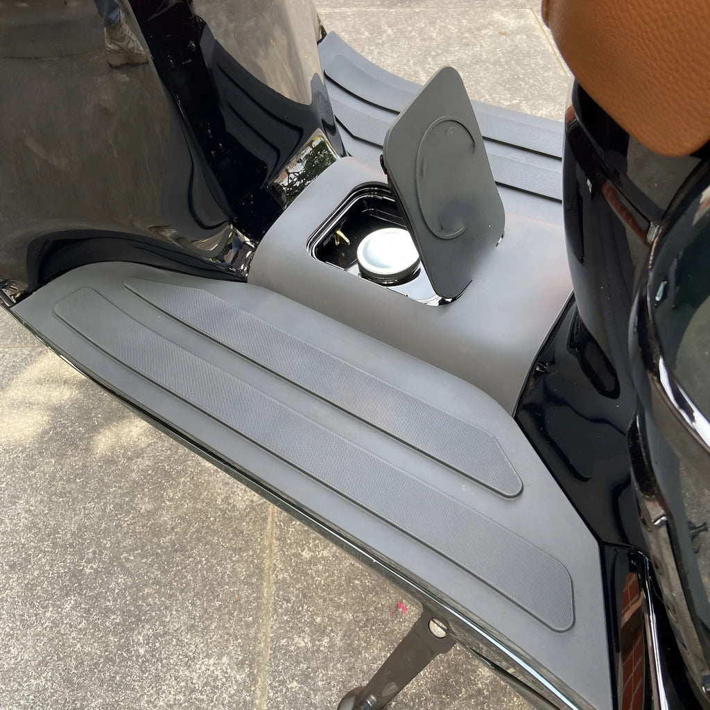 3D rubber motorcycle foot pad accessory in black grey or bronze gold colour options
