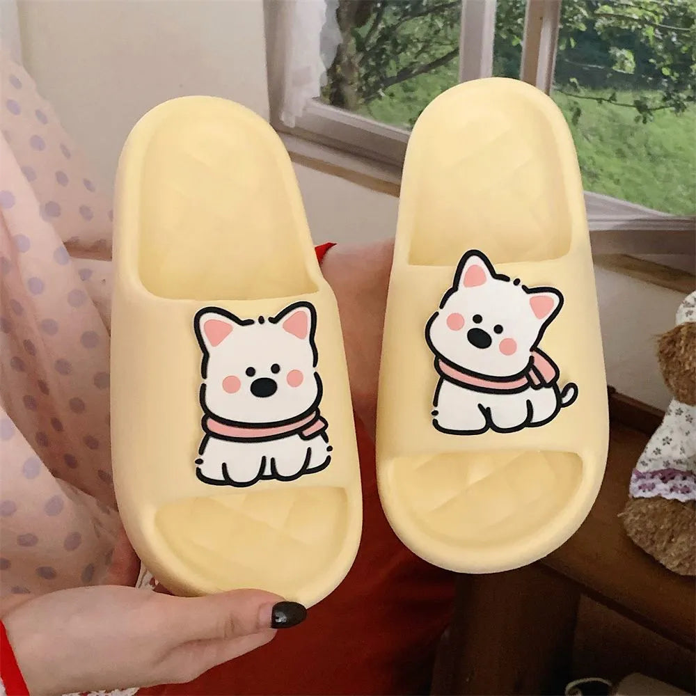 Pair of PVC flip flop slippers with a creative rhombus pattern, shown in one of four colour options.