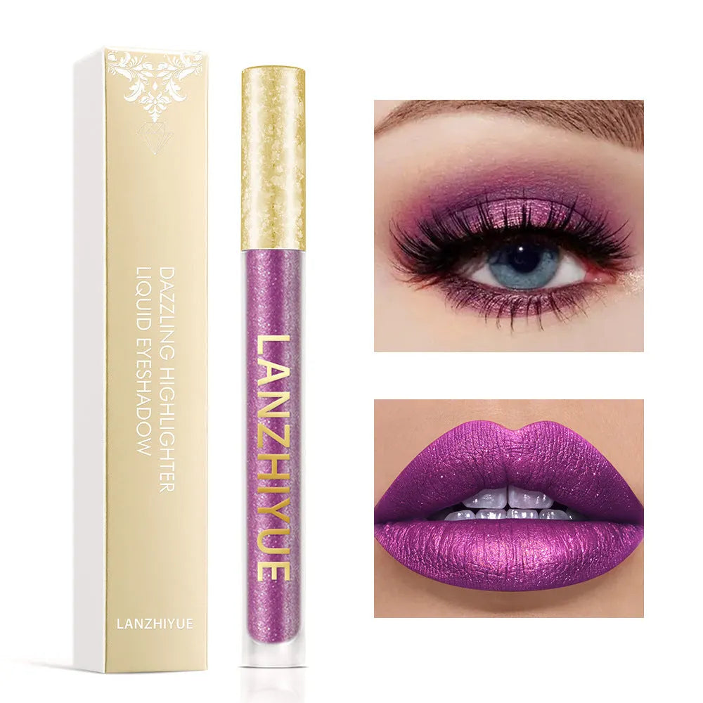 Liquid eye shadow with sequins and pearlescent finish in colourful shades for eye makeup