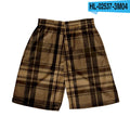 Men's straight-leg plaid shorts in polyester fabric with elastic waistband available in multiple solid colours