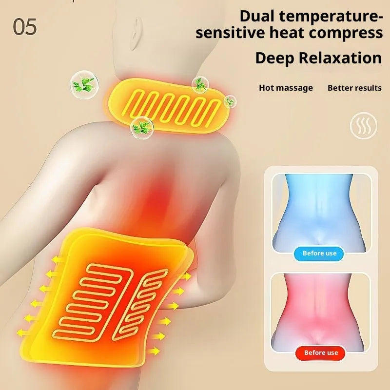 Automatic shoulder and neck home massager with diamond pattern artificial leather and handheld wired control