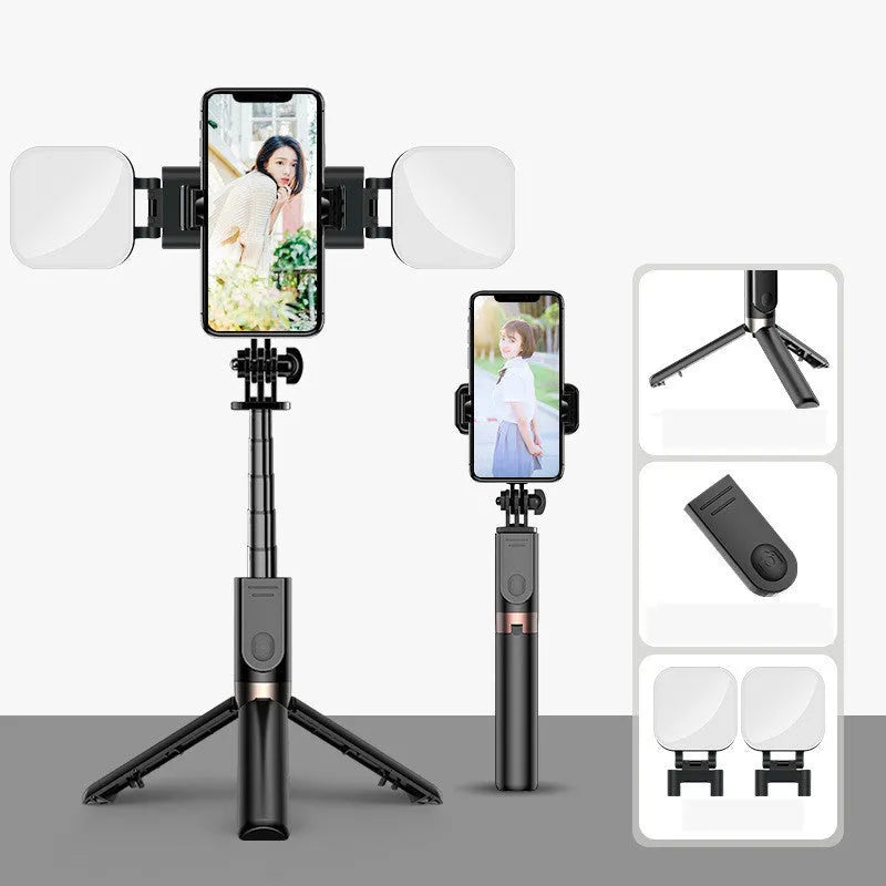 Desktop stand made of thickened aluminum alloy with Bluetooth remote control, folding design, available in black
