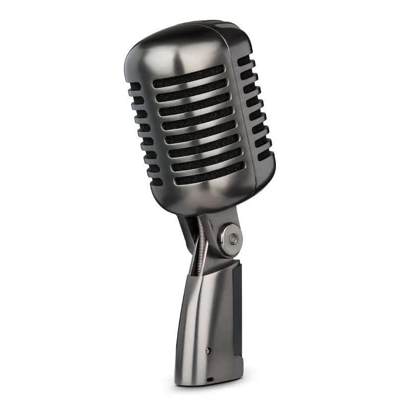 Retro-style USB condenser microphone with cable for computer K song recording and live streaming.