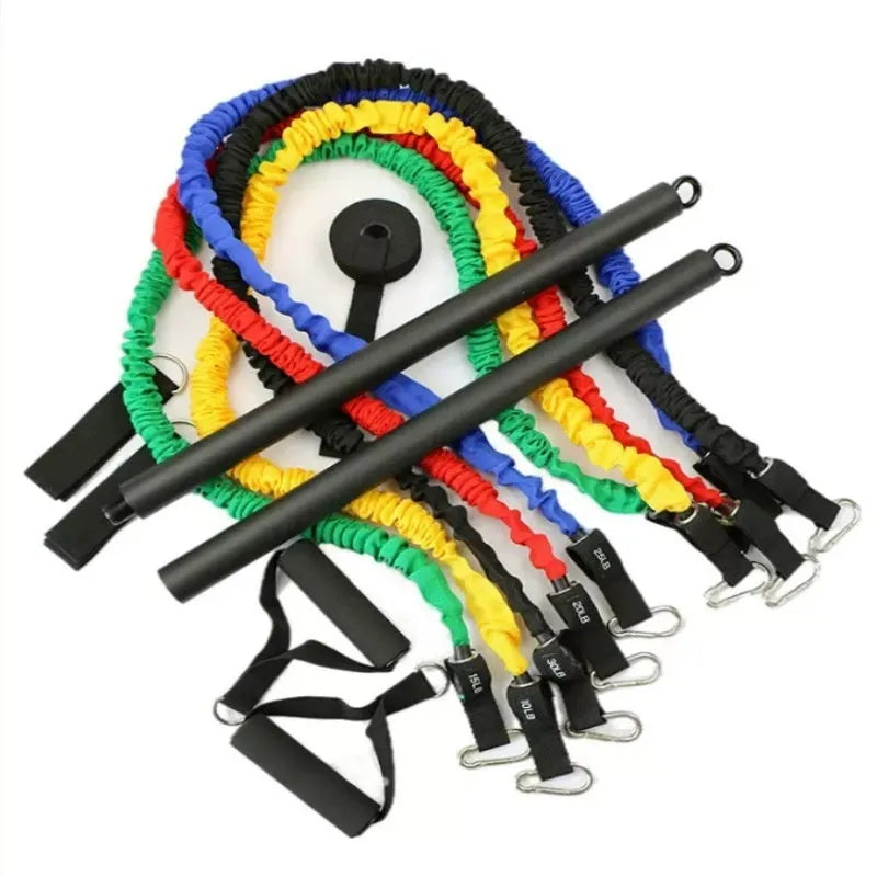 Two-segment push pull fitness stick for yoga and pilates resistance training