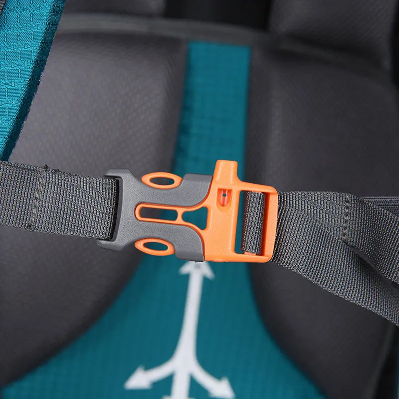 Large nylon backpack 56-75L with zip opening, inner zip pocket and soft-surface construction in blue black.