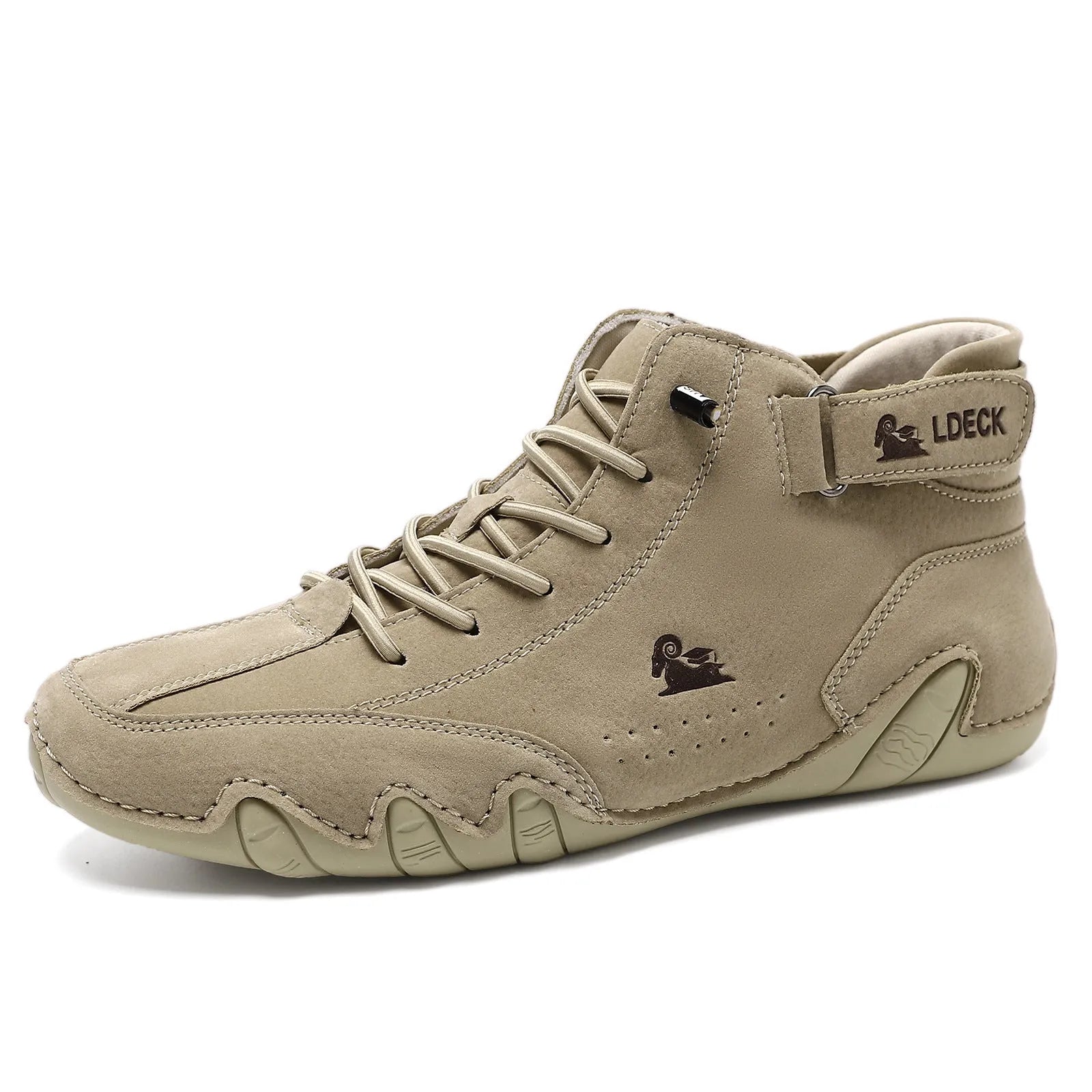 Octopus high top men's shoes in khaki colour with microfiber upper and rubber soles