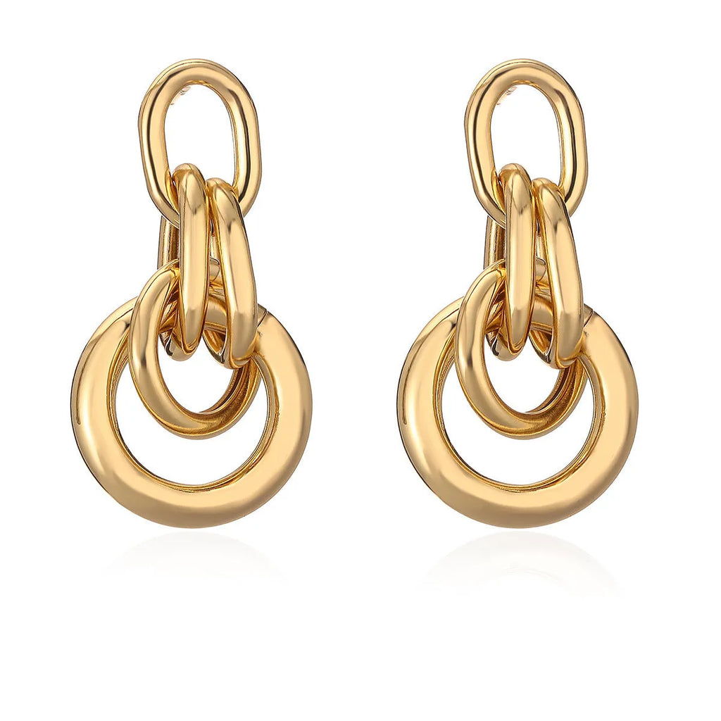 Gold geometric copper earrings with irregular shape for women